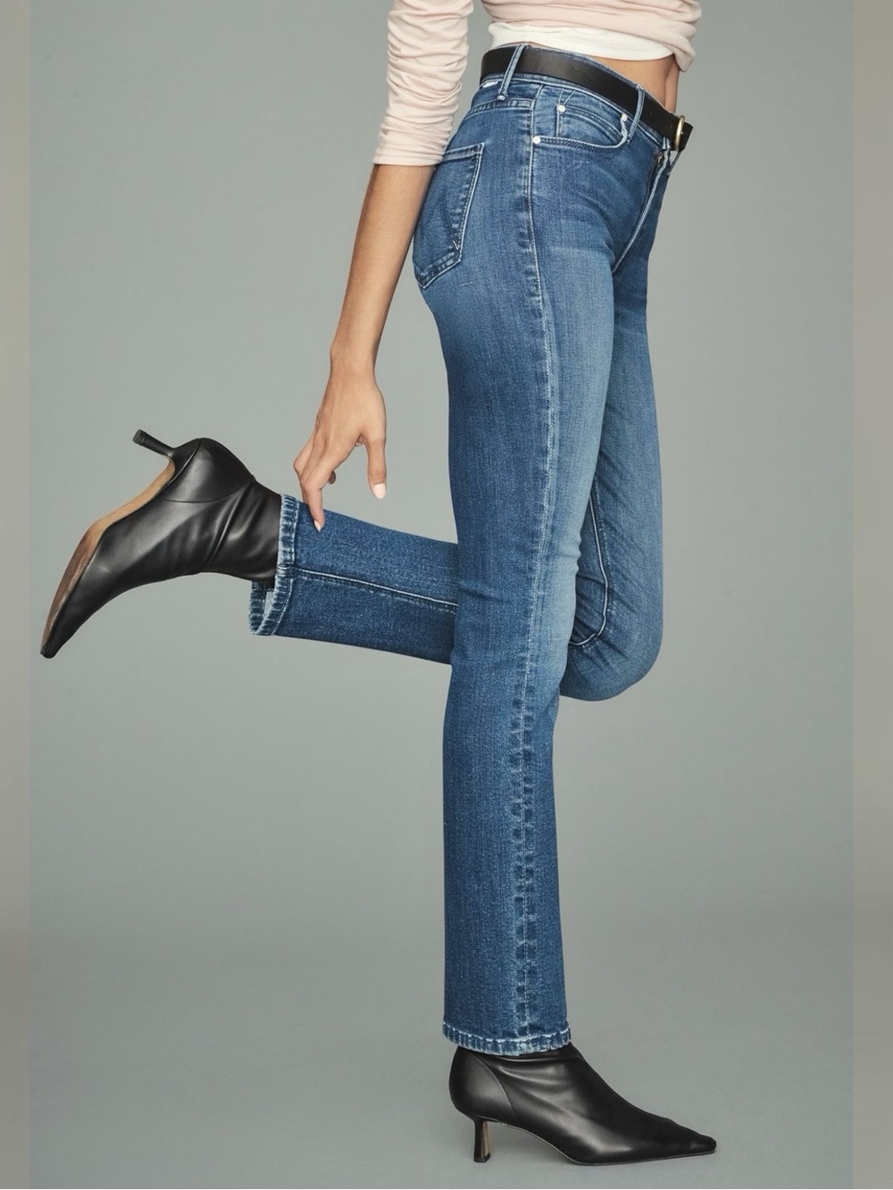 Mother The Dazzler Mid Rise Ankle Straight Jeans